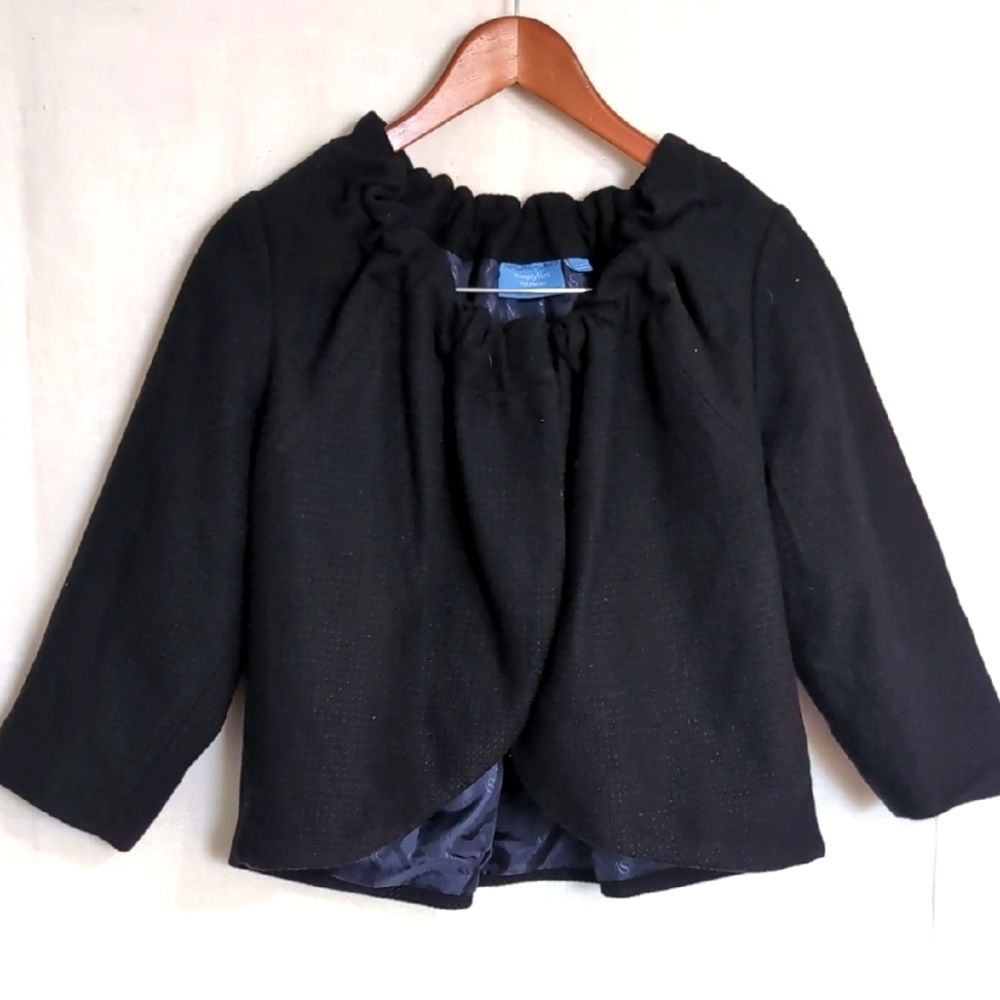 Simply Vera Black Tweed Swing Jacket Shrug Size 12